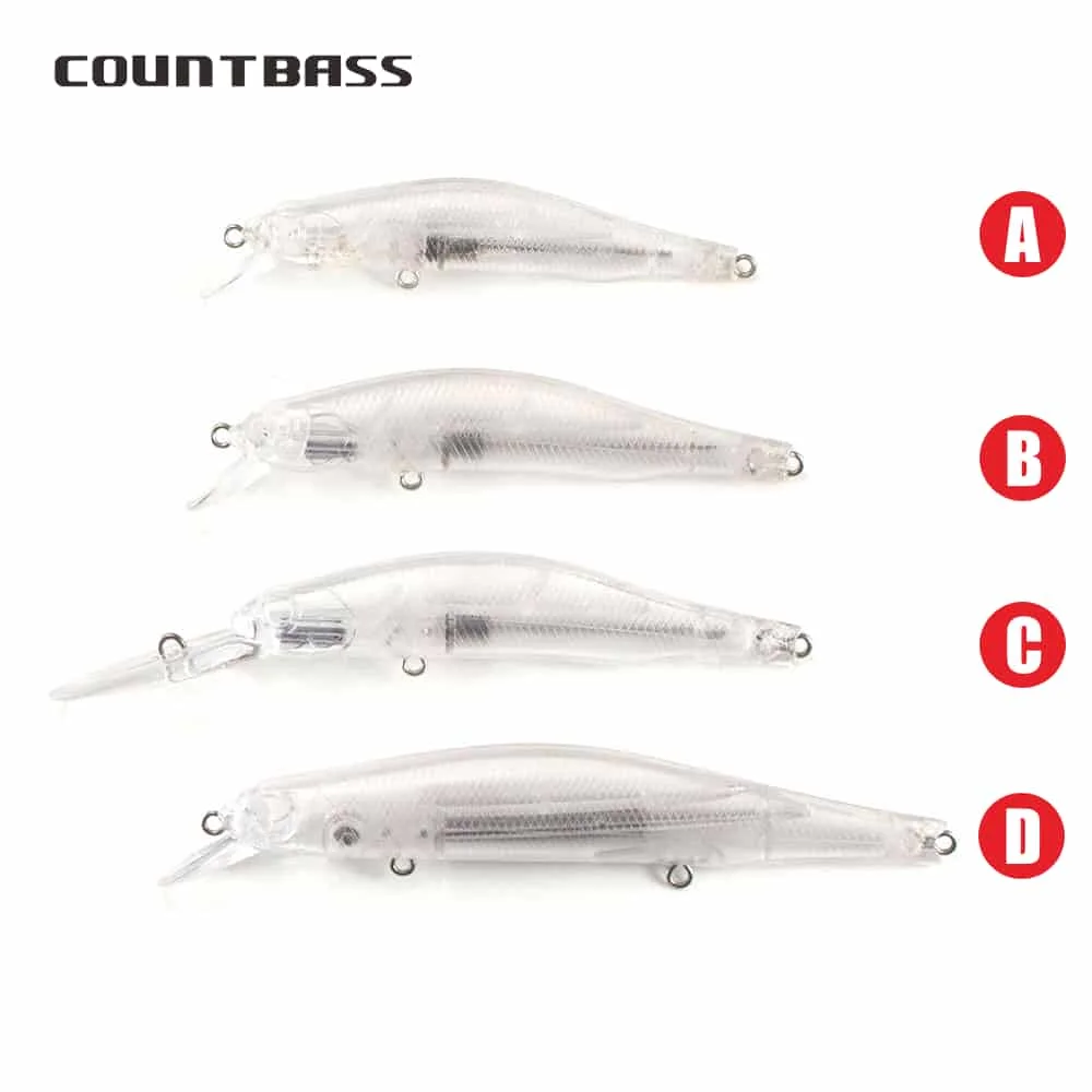Countbass-señuelos duros en blanco que se hunden, sistema magnético, 80mm/3,2 ", 90mm/3,5", 110mm/4,3 ", cebo de pesca sin pintar, Wobblers de pececillo, 10 Uds. - imagen 3