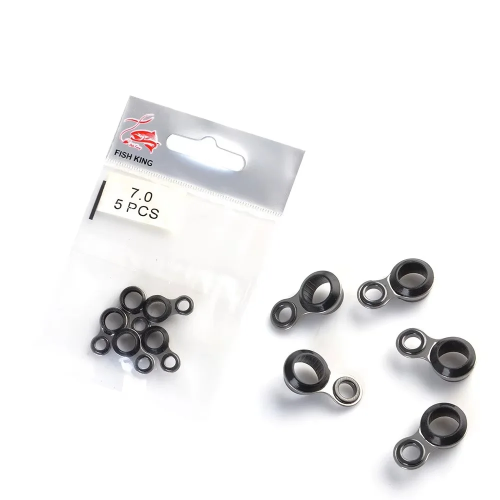 NGB 5 uds DIY guías de caña de pescar telescópicas acero inoxidable 7 # -9.8 #   Punta superior de varilla guía de anillo de cerámica - imagen 5