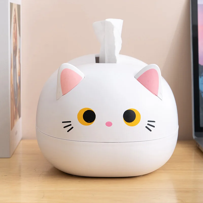 Caja de pañuelos de gato Kawaii, contenedor de papel higiénico de escritorio, estilo nórdico, decoración del hogar - imagen 4