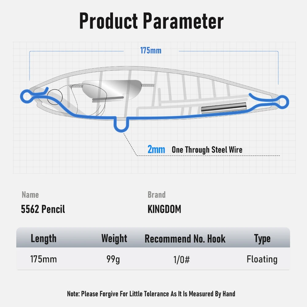 Señuelo de Pesca Kingdom, lápiz flotante, 99g, 175mm, Wobbler de Pesca duro artificial, tiro largo, Jerkbait, Topwater, Swimbait, cebos de Pesca - imagen 2