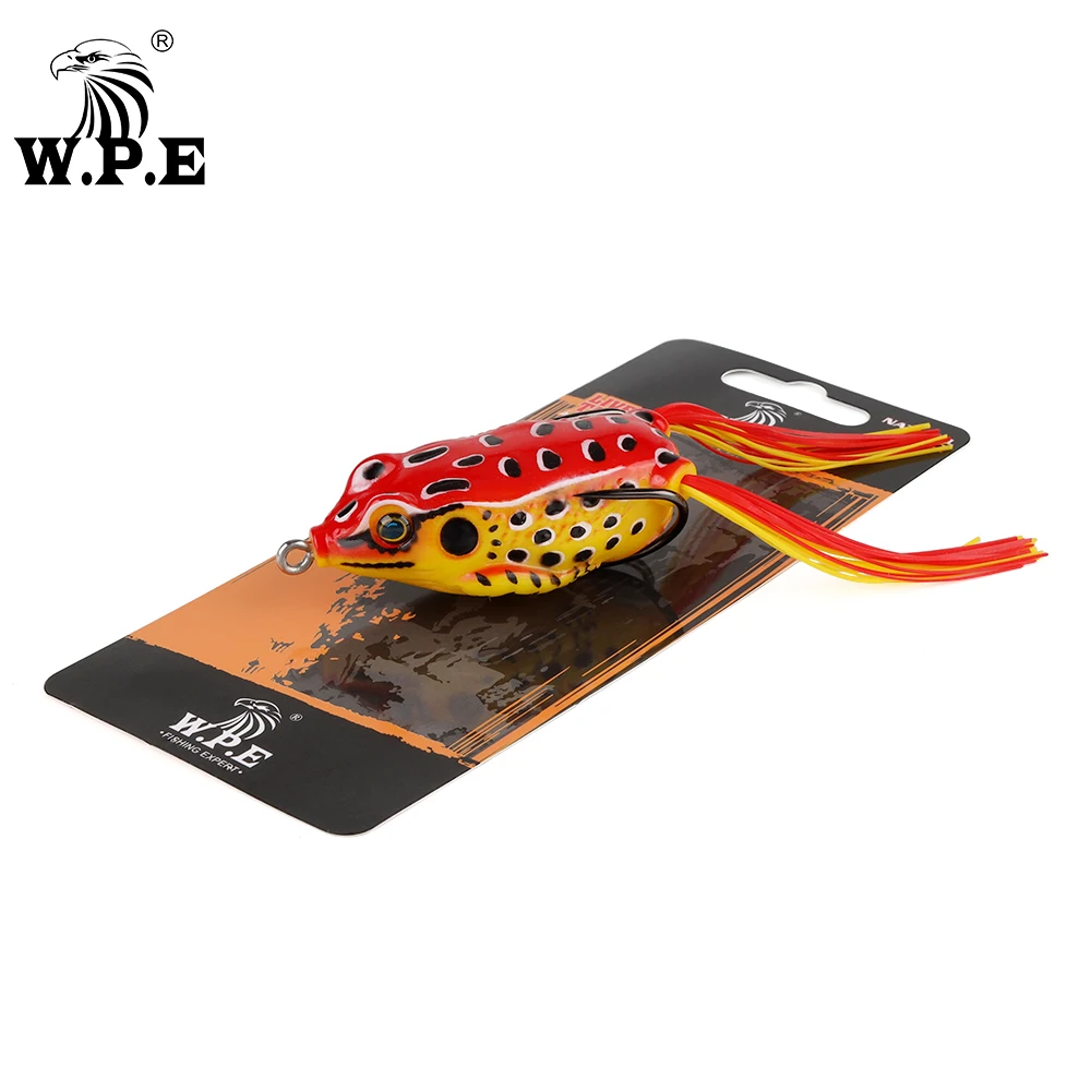 W.P.E-señuelo de rana Multicolor, 1 piezas, 6cm, 17,7g, cuerpo hueco, cebo suave de plástico, aparejos de pesca con doble gancho - imagen 5