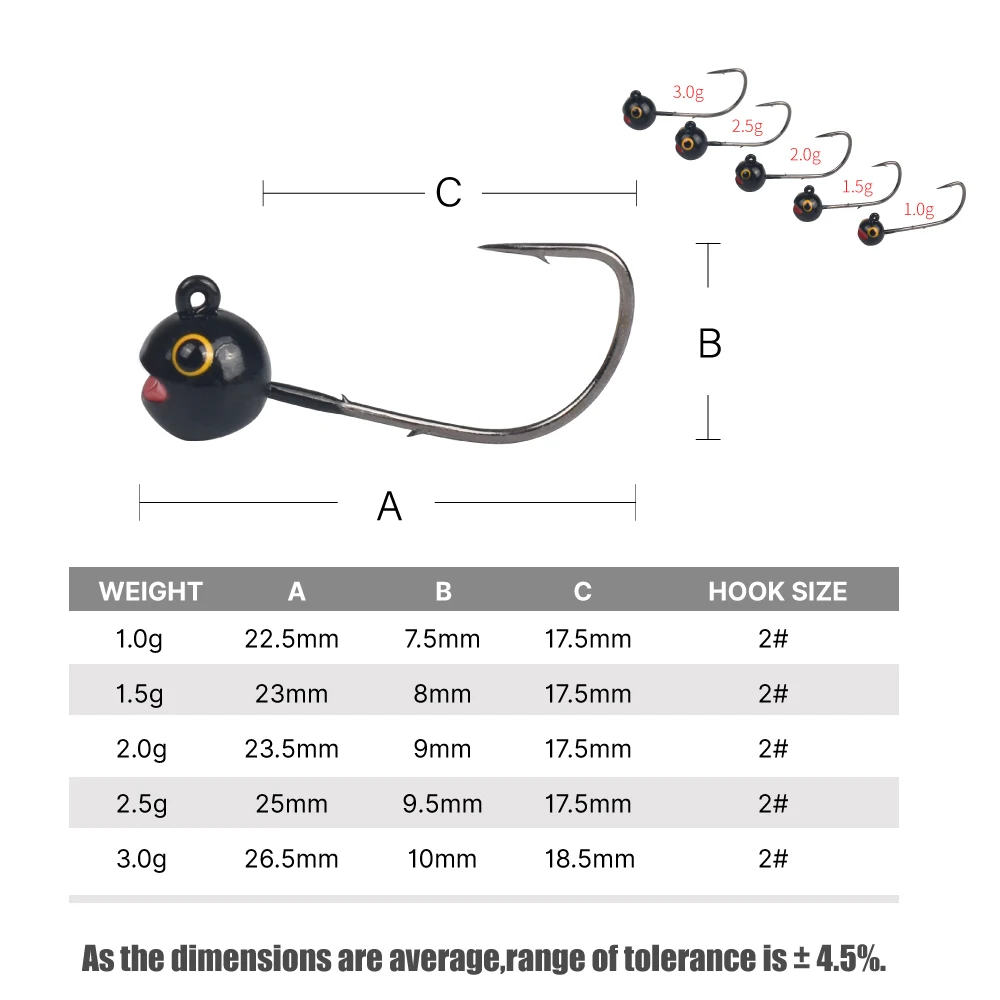 Elite TG Juego de cabezales de plantilla redondos de tungsteno, Jigging lento negro 1g/1,5g/2g/2,5g/3g Shaky Rig Barco pesca señuelo suave anzuelo MANTIS AJING - imagen 2