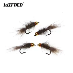 Vampfly 4 piezas # 12 # 14 latón Beadhead ardilla ninfa mosca pesca moscas insecto Artificial cebos trucha Grayling perca Señuelos de pesca