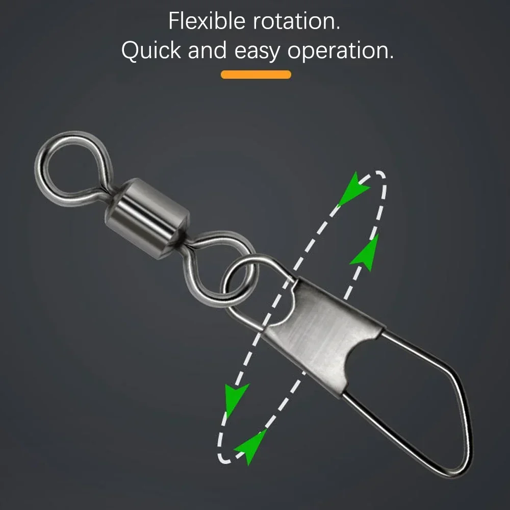 DNDYUJU 100 Uds. Conector de señuelo de pesca con Pin tipo A de acero inoxidable rodamiento de pesca giratorios accesorios de pesca de carpa - imagen 4