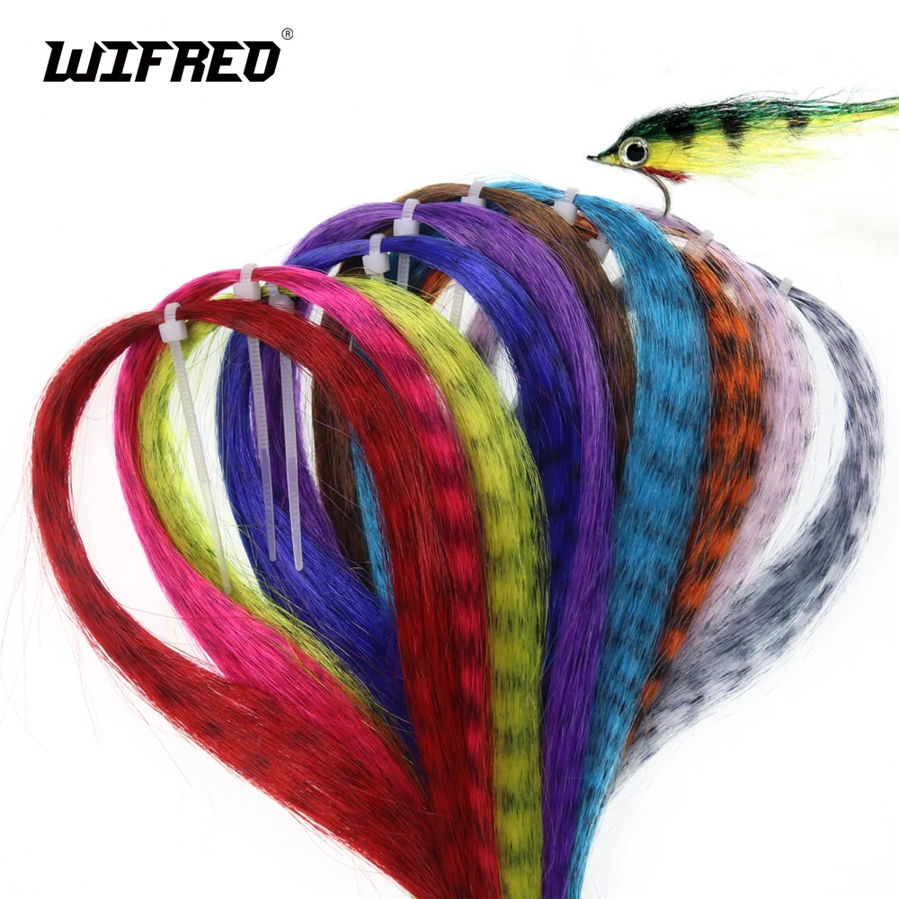 Wifreo, 2 mechones de pelo sintético de cebra, Material de atado de moscas de fibra Grizzly para Lucio Streamer Minnow Buck Tail, moscas de pesca de agua salada - imagen 2