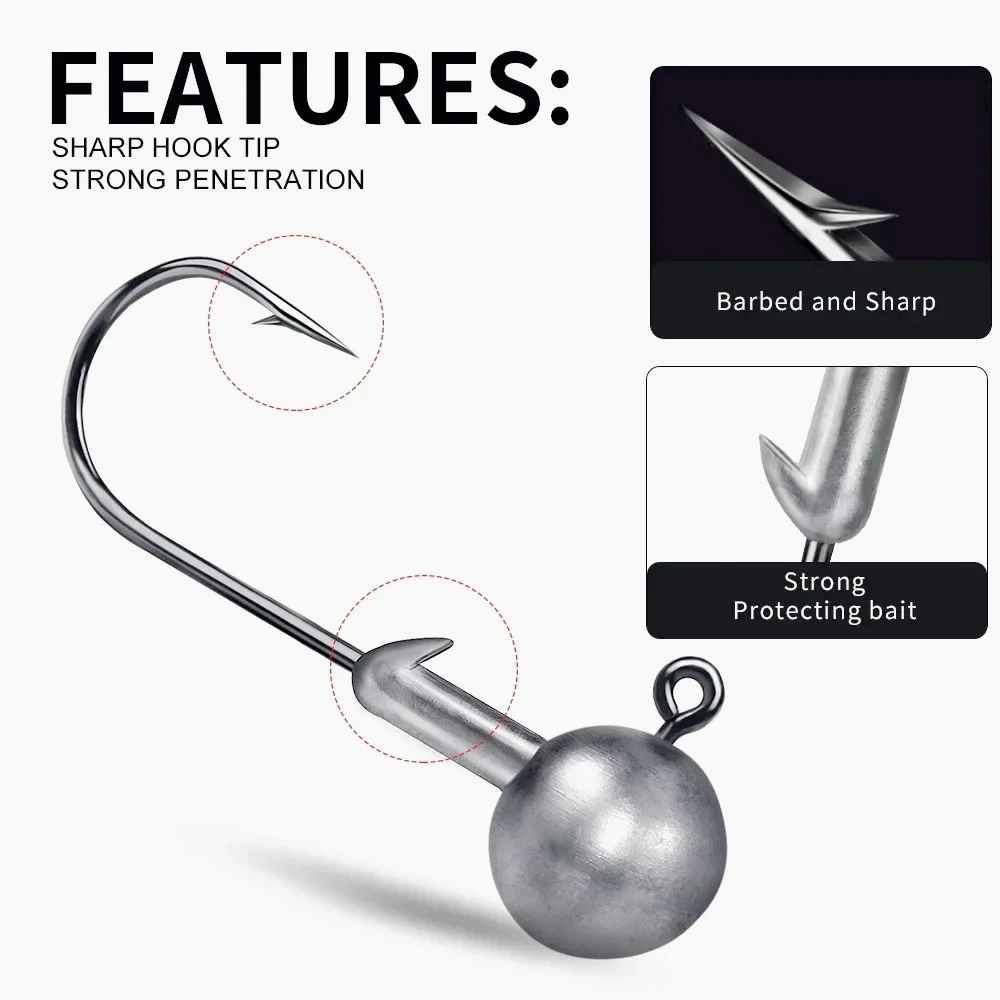 Anzuelo de pesca 1g 2g 3,5g 5g 7g 10g 12g 20g manivela Jig Head Hook Jig señuelo cebo duro gusano suave anzuelo para pesca - imagen 4
