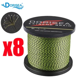 DORISEA-sedal de pesca trenzado, hilo de pescar de 8 hebras, 100M, 300M, 500M, 1000M, 1500M, multicolor, PE, 6lbs-300lbs