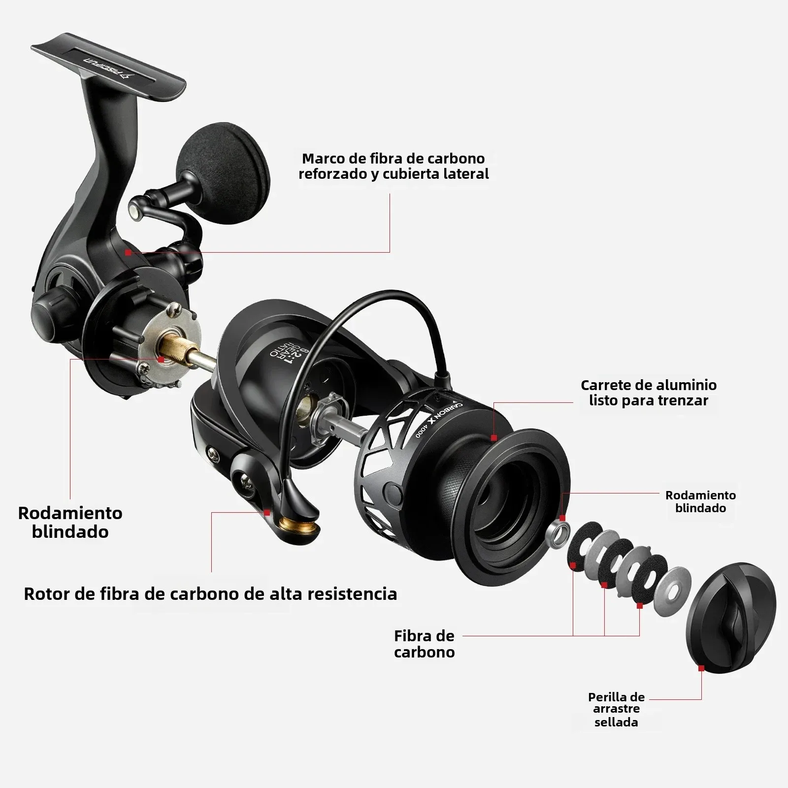 Carrete giratorio Piscifun Carbon X Max 15kg ultraligero 145g 5,2:1/6,2:1 relación de engranaje 11BB 1000 2000 3000 4000 carrete de pesca de agua dulce - imagen 5