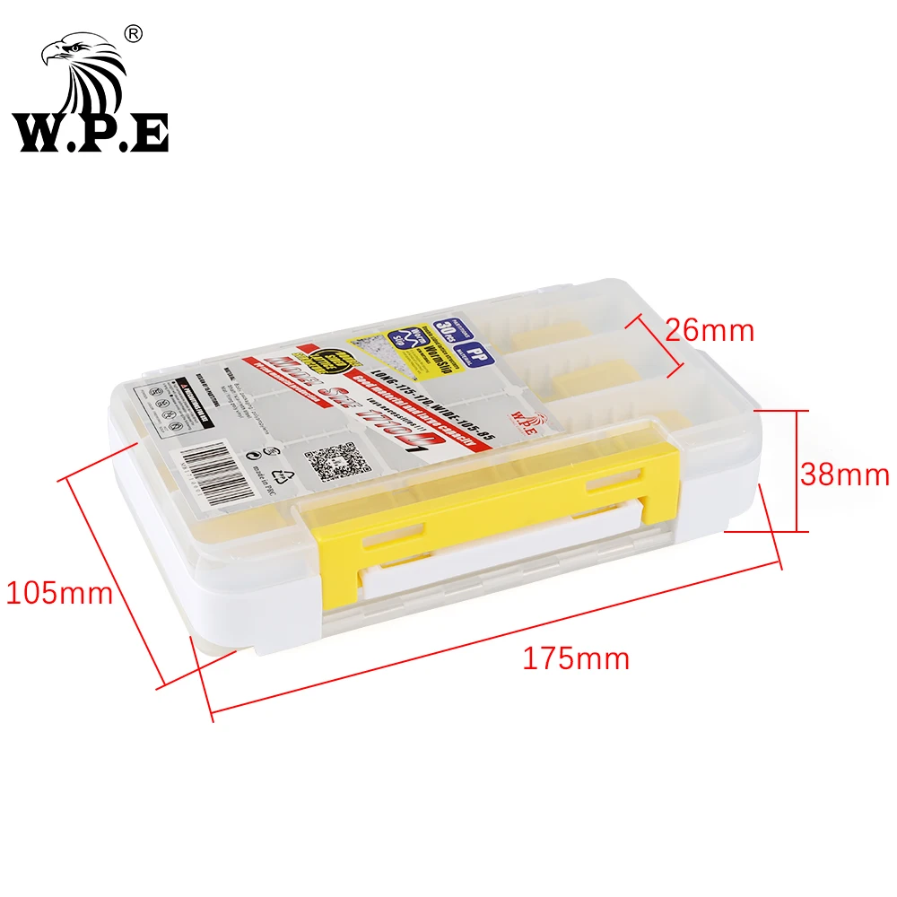 W.P.E-caja de almacenamiento de plástico para aparejos de pesca, compartimentos de doble cara, cajas de Señuelos de Pesca, caja de anzuelos de cebo, 15-30 Uds. - imagen 2