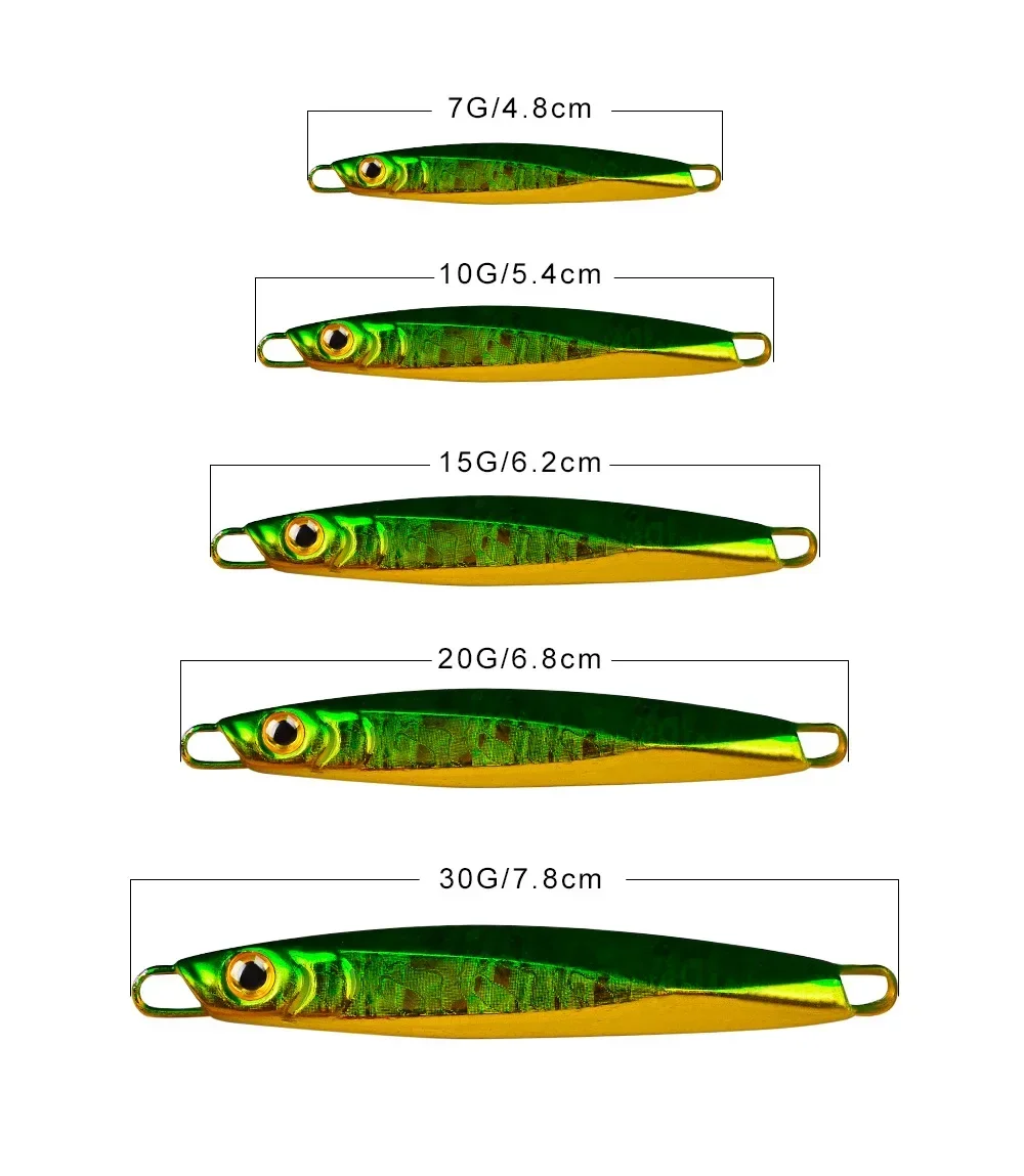 Cebo de plantilla de Metal fundido, 7/10/15/20/30g, ojos 3D, Jigging, pez, lubina, señuelo de pesca, cebo Artificial, Señuelos de Pesca de lubina - imagen 4