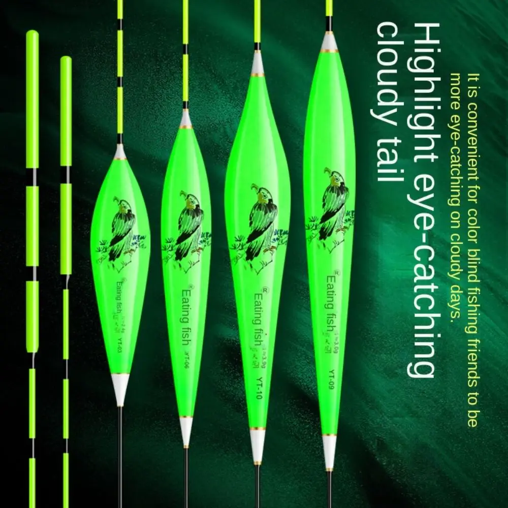 Señuelo de pesca Rocky indicador, flotador sensible al tubo de deriva, flotadores verdes llamativos, luz trasera triangular - imagen 4