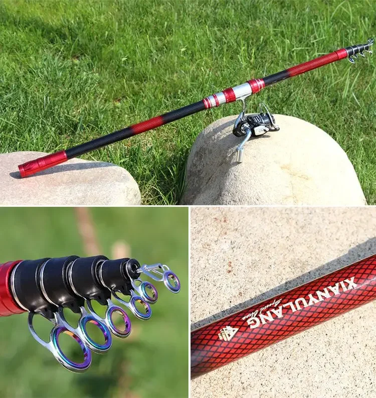 Caña de pescar rotativa portátil telescópica de tiro largo, accesorio para pesca de carpa, Roca, barco de mar, 2,1 M-4,5 M - imagen 5