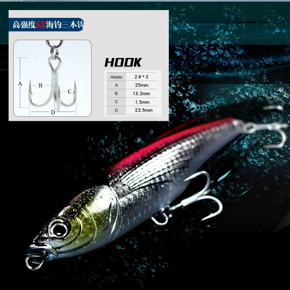 Swolfy, 1 unidad, 115mm, 52g, 125mm, 78g, lápiz de fundición larga para agua salada, señuelo de pesca que se hunde, cebo de mar Artificial, aparejos adhesivos - imagen 4