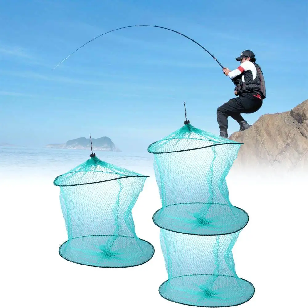 Jaula de almacenamiento para langosta, accesorios para peces, red plegable de color aleatorio, trampa de pesca, red de pesca, jaula de malla para peces y camarones - imagen 4