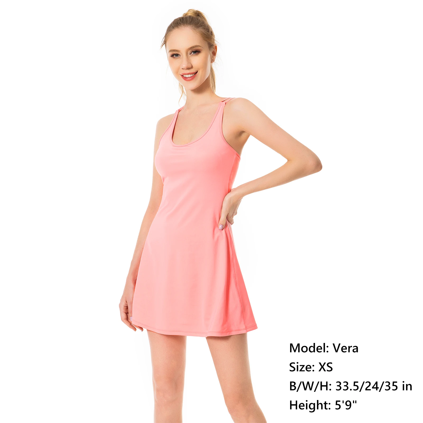 Lightbare-vestido de tenis con sujetador incorporado para mujer, pantalones cortos desmontables, correas ajustables, UPF 50 +, secado rápido, entrenamiento de Golf - imagen 3