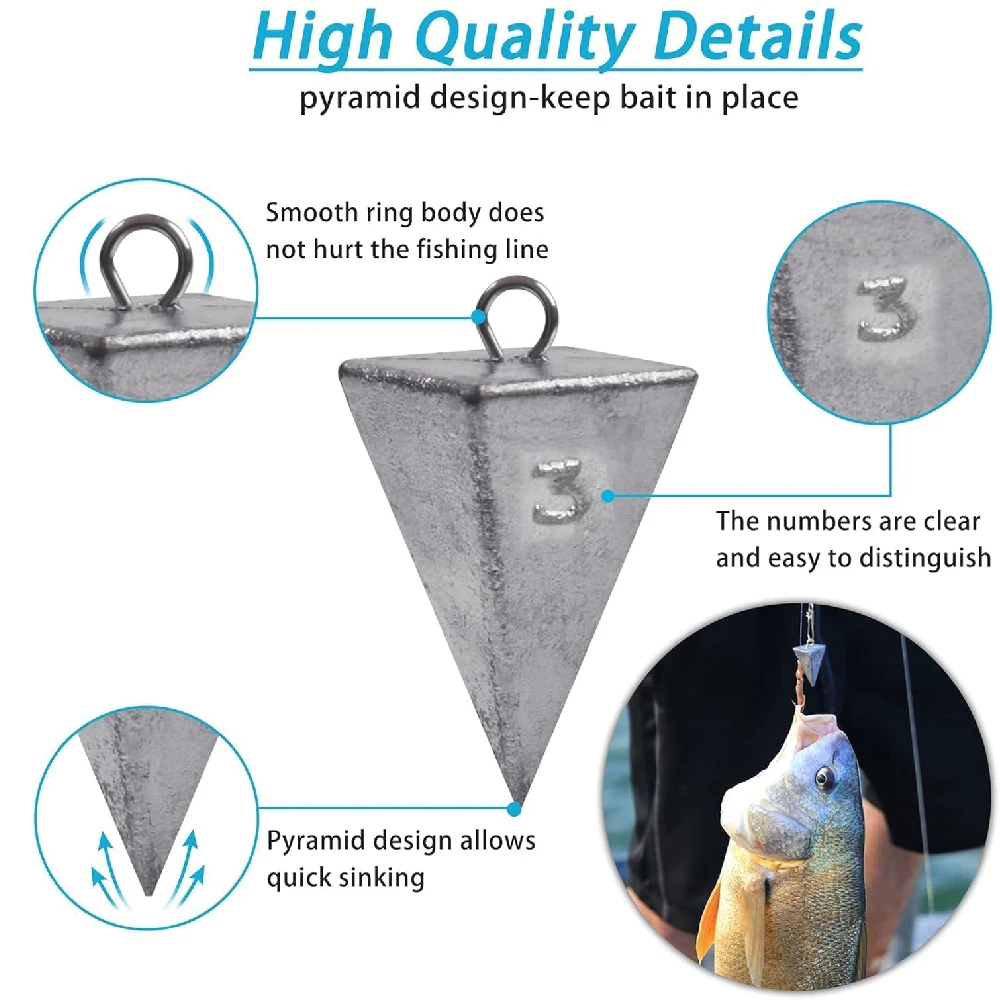 4 Uds pesas de pesca plomos pirámide plomo bagre pesas de pesca para Surf aparejo de pesca equipo de pesca de agua salada aparejos 1/2/3/4OZ - imagen 3