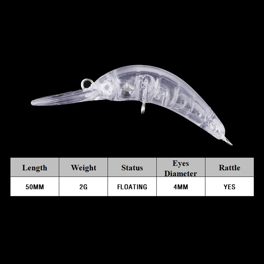 Chan'sHuang 50 Uds cebo en blanco sin pintar 5cm 2g flotante Mini Minnow DIY señuelo de pesca Artificial - imagen 2