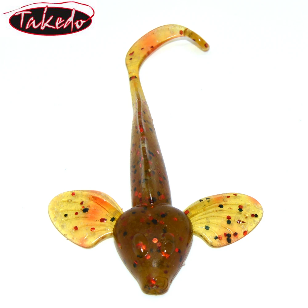 TAKEDO 6 uds 90MM 4,5G salamandra gigante de una sola cola cebo de pesca suave gusano de simulación para cebo de perca y mandarín de boca cruzada - imagen 5