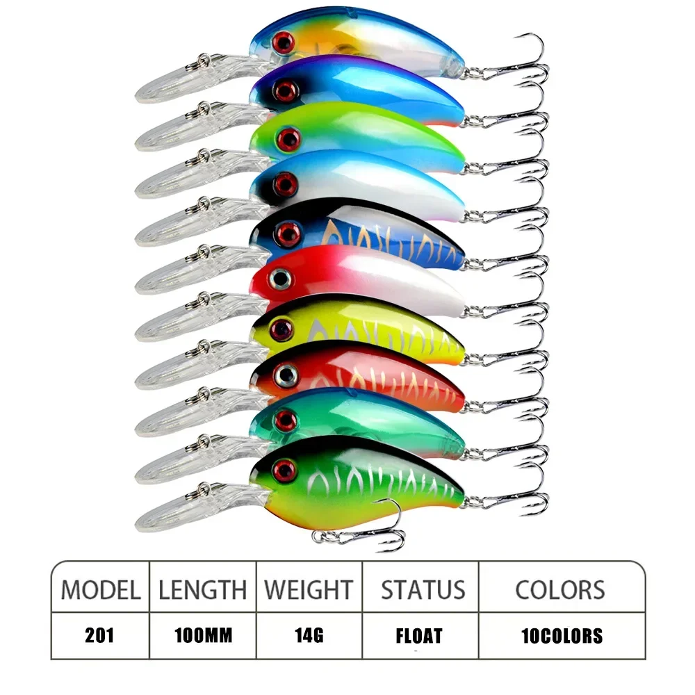 1 Uds señuelo de Pesca Minnow 100mm14g cebo duro Topwater Wobbler Jig cebo Crankbait carpa lubina rayada Pesca aparejos de Pesca SwimBait - imagen 3
