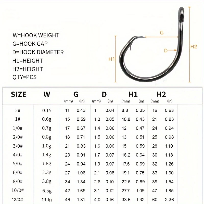 ZYZ 2 ~ 13 unids/bolsa gancho circular de espacio ancho punta de gancho con revestimiento de níquel negro ganchos de agua salada para atún, bagre, lubina - imagen 5