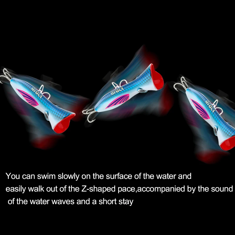 FJORD Poppers-señuelo de pesca de mar, cebos duros flotantes de 165mm y 82g, Pace en forma de Z a través del alambre, accesorios de pesca para construcción - imagen 5