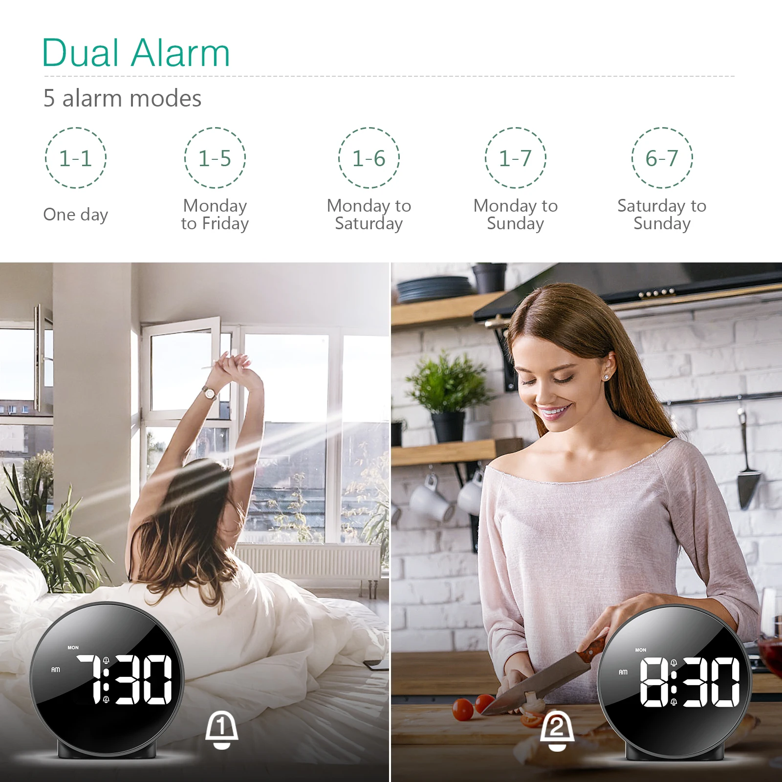 ORIA reloj de mesa con alarma LED digital y luz nocturna - imagen 5