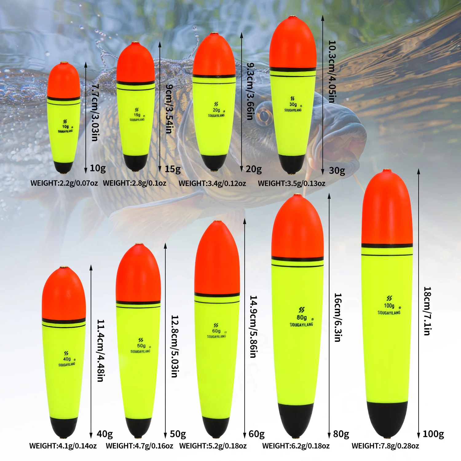 Sougayilang 5 uds flotador de pesca EVA 10-100g señuelo peso palo ligero espuma plástico mar pesca en roca flotadores llamativos - imagen 4