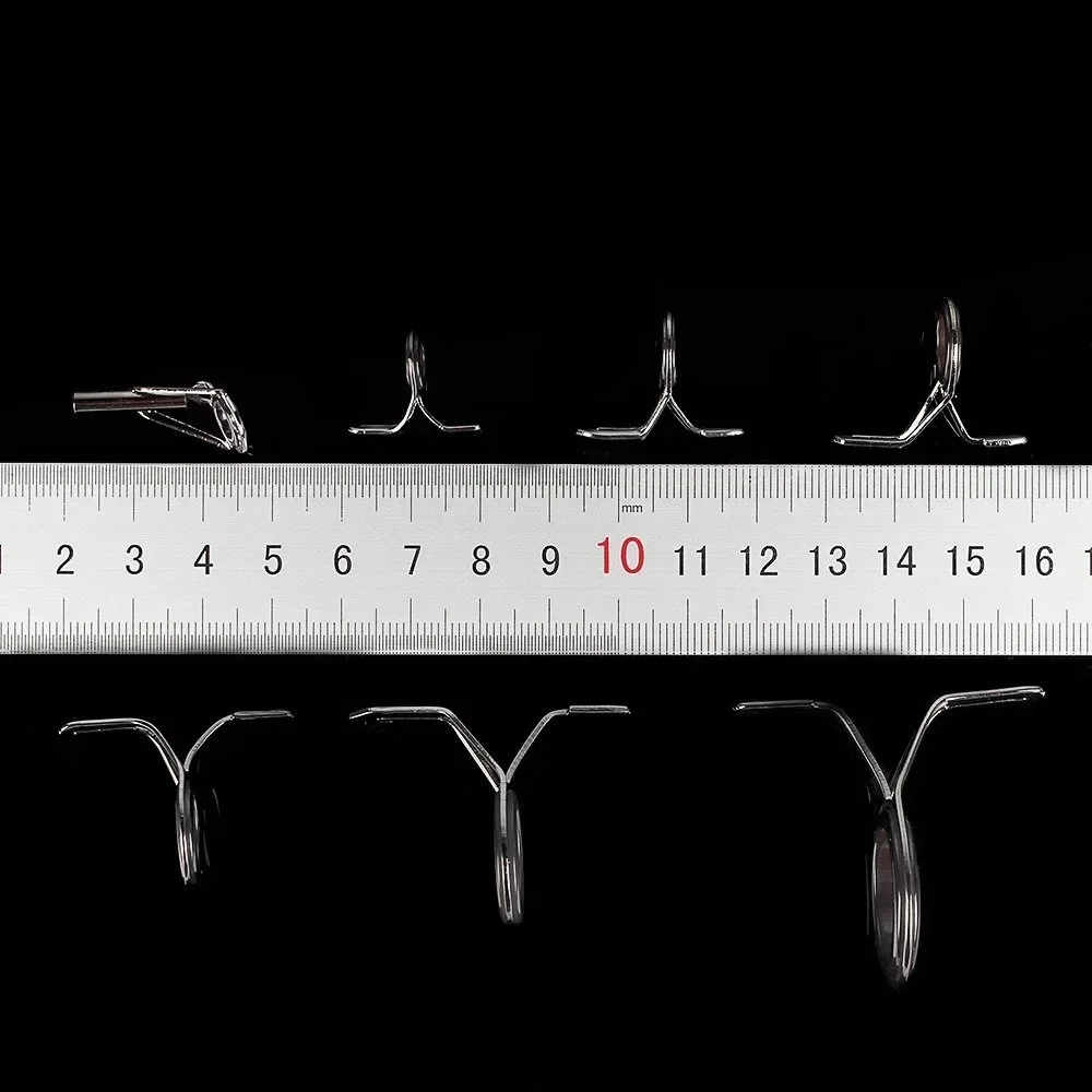 7 unids/set aparejos de pesca Kit de reparación de acero inoxidable conjunto de caña de pescar guía anillo punta caña de pescar círculo anillo guía de ojo bucle de alambre - imagen 5