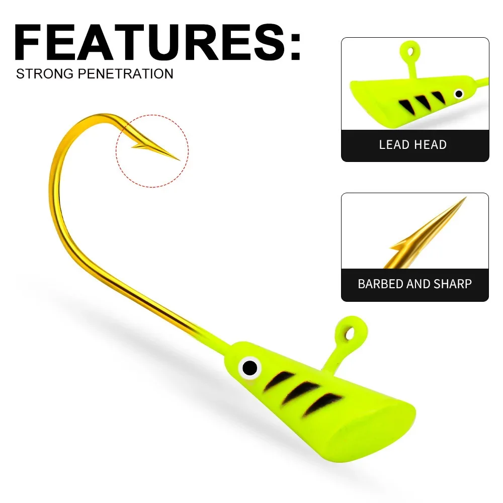 5 uds anzuelo de cabeza de plantilla de manivela anzuelo de pesca con púas 0,8g 2g 2,9g señuelo de plantilla de cabeza cebo duro anzuelo de gusano suave para accesorios de pesca - imagen 4