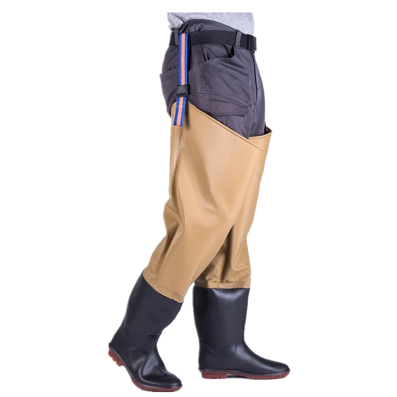 Botas de lluvia altas y gruesas, impermeables, para pesca con mosca, pantalones para vadear, para caza - imagen 2