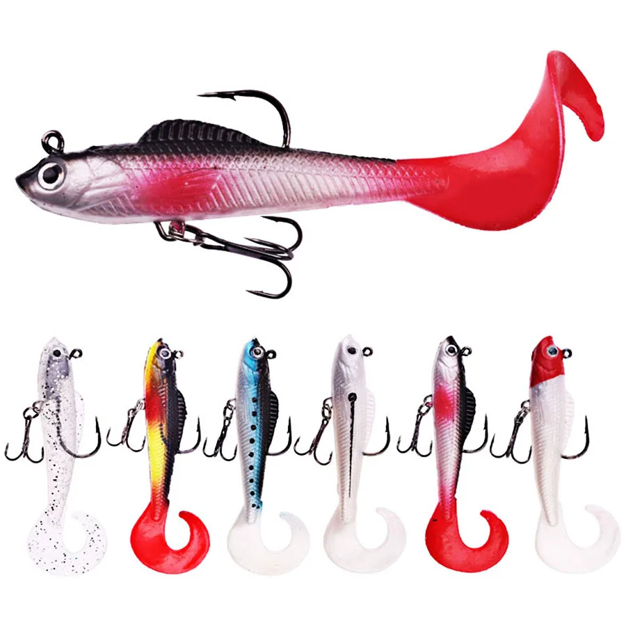 Anzuelo de plomo para pesca, cebos artificiales Wobblers, aparejos de pesca, cebo de silicona suave para lubina, cuchara, Lucio, carpa, Swimbait, 6 piezas - imagen 3