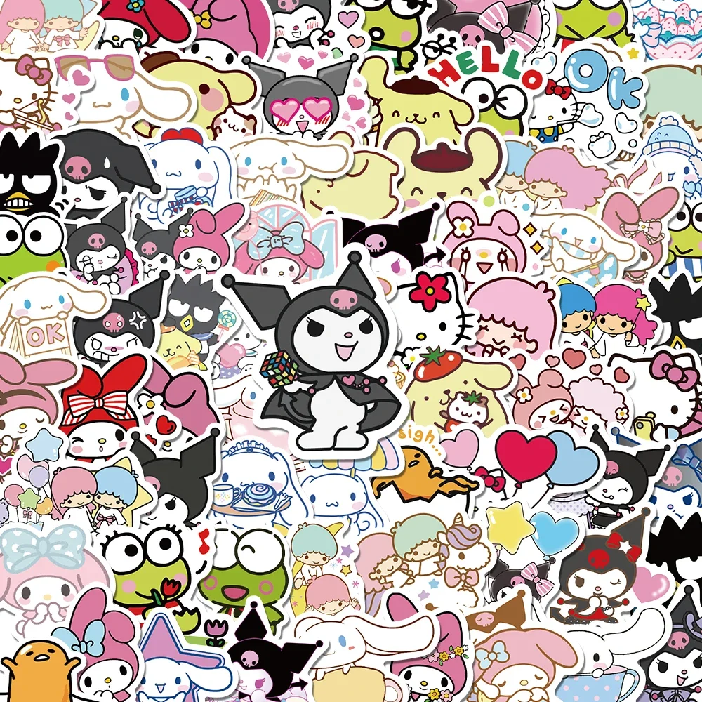 50/100 Uds Sanrio pegatinas Hello Kitty Cinnamoroll PomPomPurin Kulomi impermeable teléfono portátil equipaje Notebook pegatina juguetes para niños - imagen 2