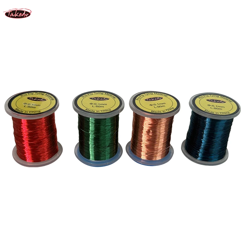 TAKEDO TN87 0,1 MM 50M/carrete atado de moscas alambre de cobre para cebos de señuelo de mosca cuerpo acanalada plomo agua Metal atado de moscas hilo - imagen 4