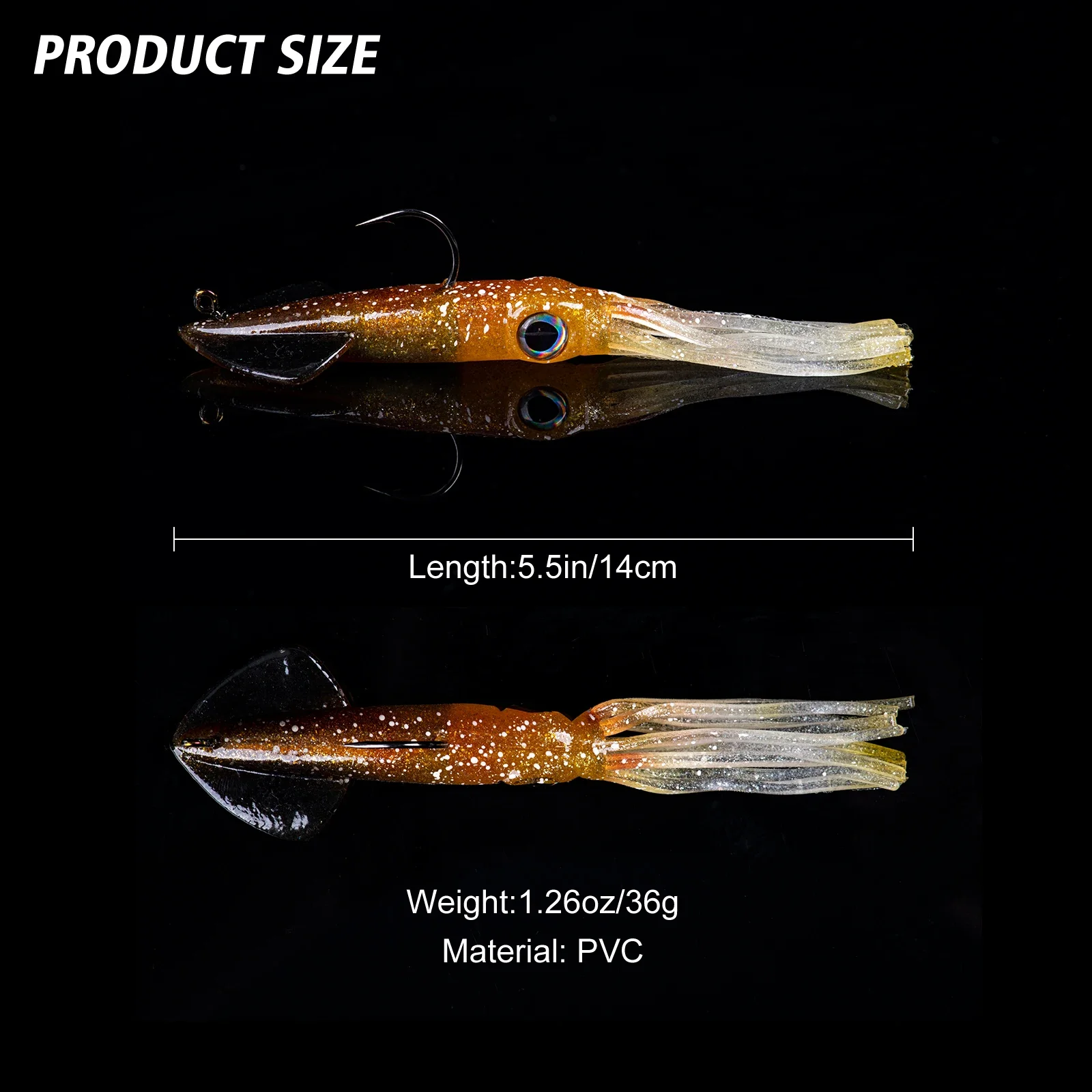 Señuelo de pesca suave de calamar Goture, 14cm, 36g, plantilla de pulpo biónico, cebo Artificial luminoso de silicona, mezcla de colores para pesca en barcos de mar - imagen 3