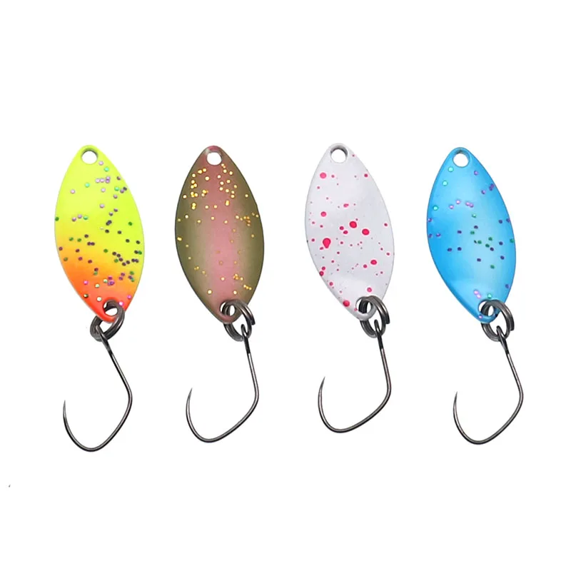 5 unids/lote 1,4g/24mm micro cuchara de Metal señuelo de pesca cebos duros lentejuelas multicolor un solo gancho trucha señuelos aparejos de pesca - imagen 4