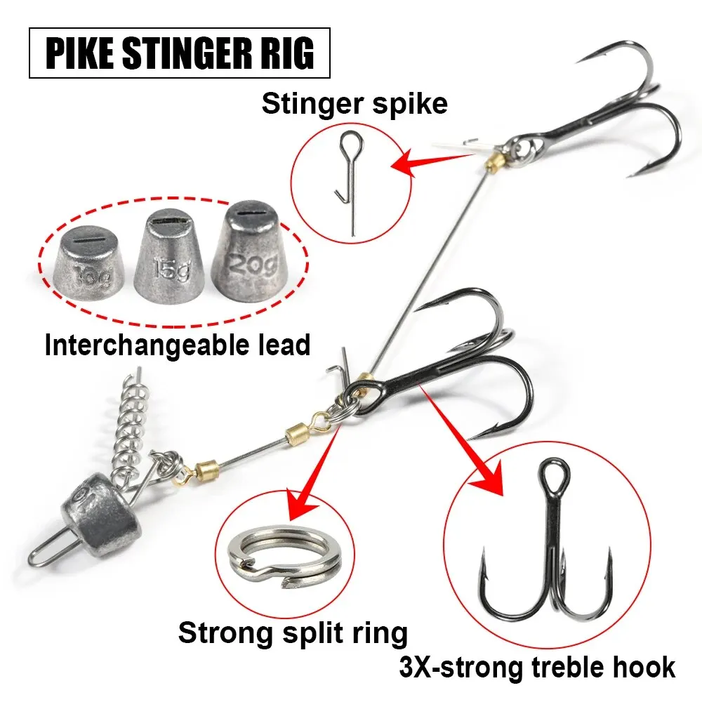 Spinpoler Firebomb Swimbait con anzuelo de aparejo Stinger, Kit de pesca de cola larga, señuelo suave, peso de plomo para Lucio, juego grande, peces falsos - imagen 4