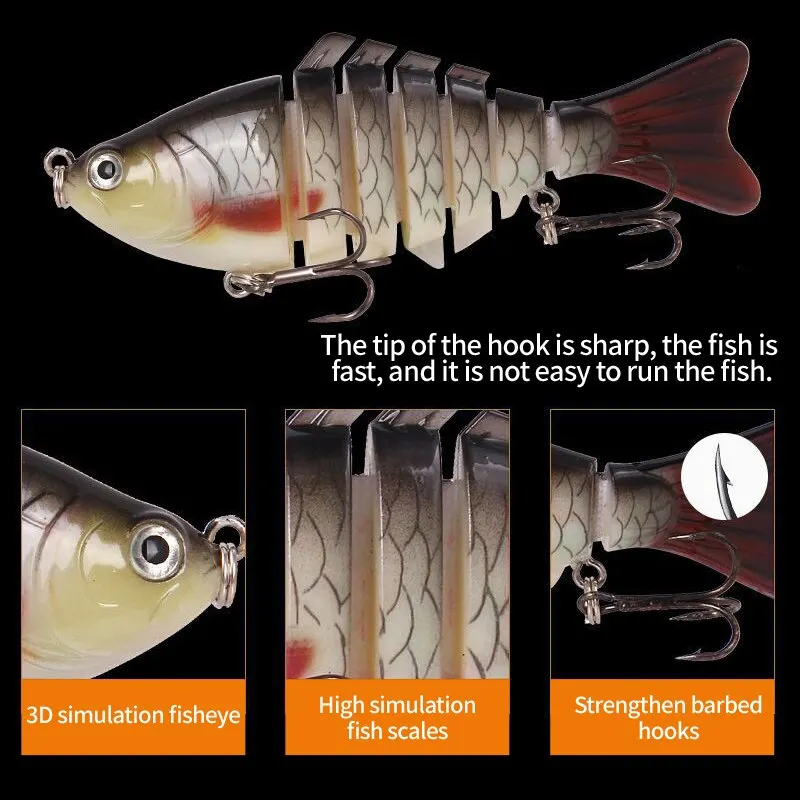 Cebo de pesca de mar Swimbait señuelo Mino señuelo 10cm multicolor buceo simulación Color 7 secciones cebo de pesca multisección - imagen 2
