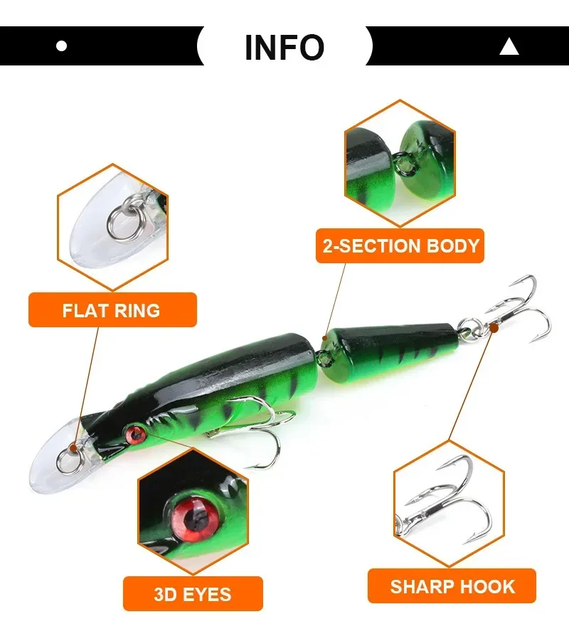 5 uds Swimbait señuelo de Pesca 10,5 cm multiarticulado 2 secciones Swimbaits cebo duro Lucio Wobbler Pesca carpa Minnow juego de Señuelos de Pesca - imagen 2