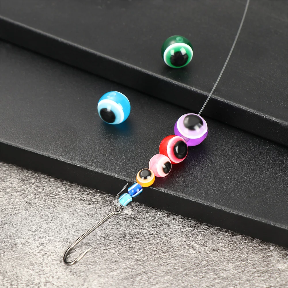 Cuentas de pesca de ojo de pez de colores mixtos, aparejos de pesca de lubina DIY, 50/60/100 piezas, 4/5/6/8/10/12mm