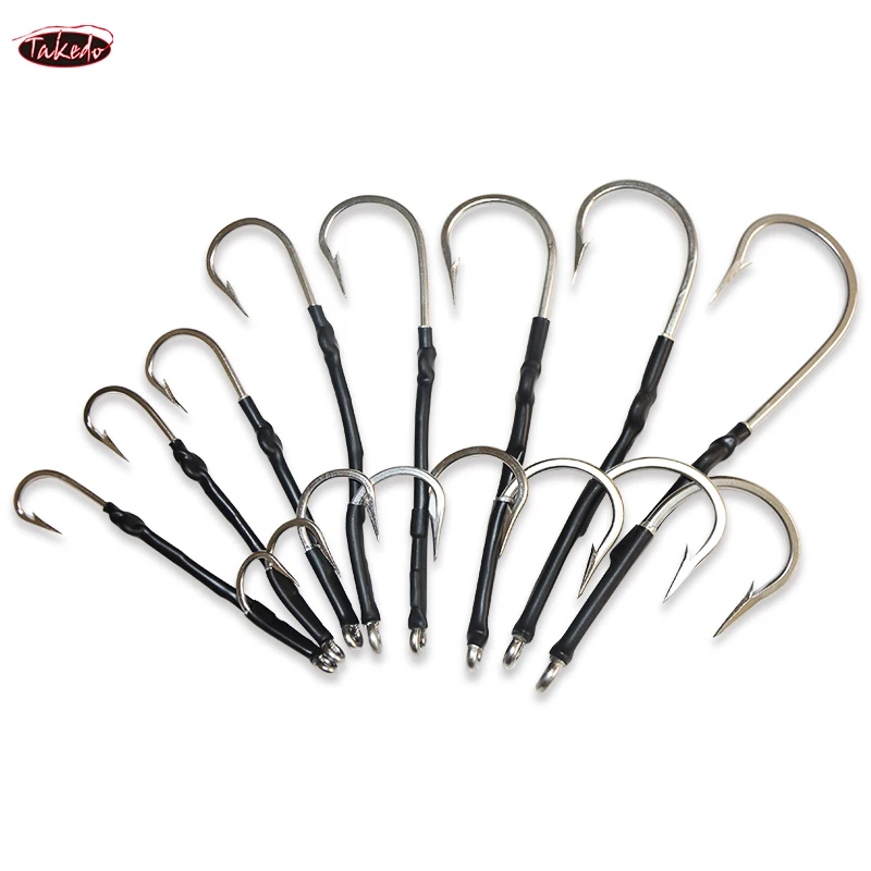 TAKEDO 7691 anzuelo de acero inoxidable 6/0—13/0 juego grande atún doble anzuelos de pesca barco anzuelo de pesca anzuelo de vástago anzuelo de pez espada - imagen 4