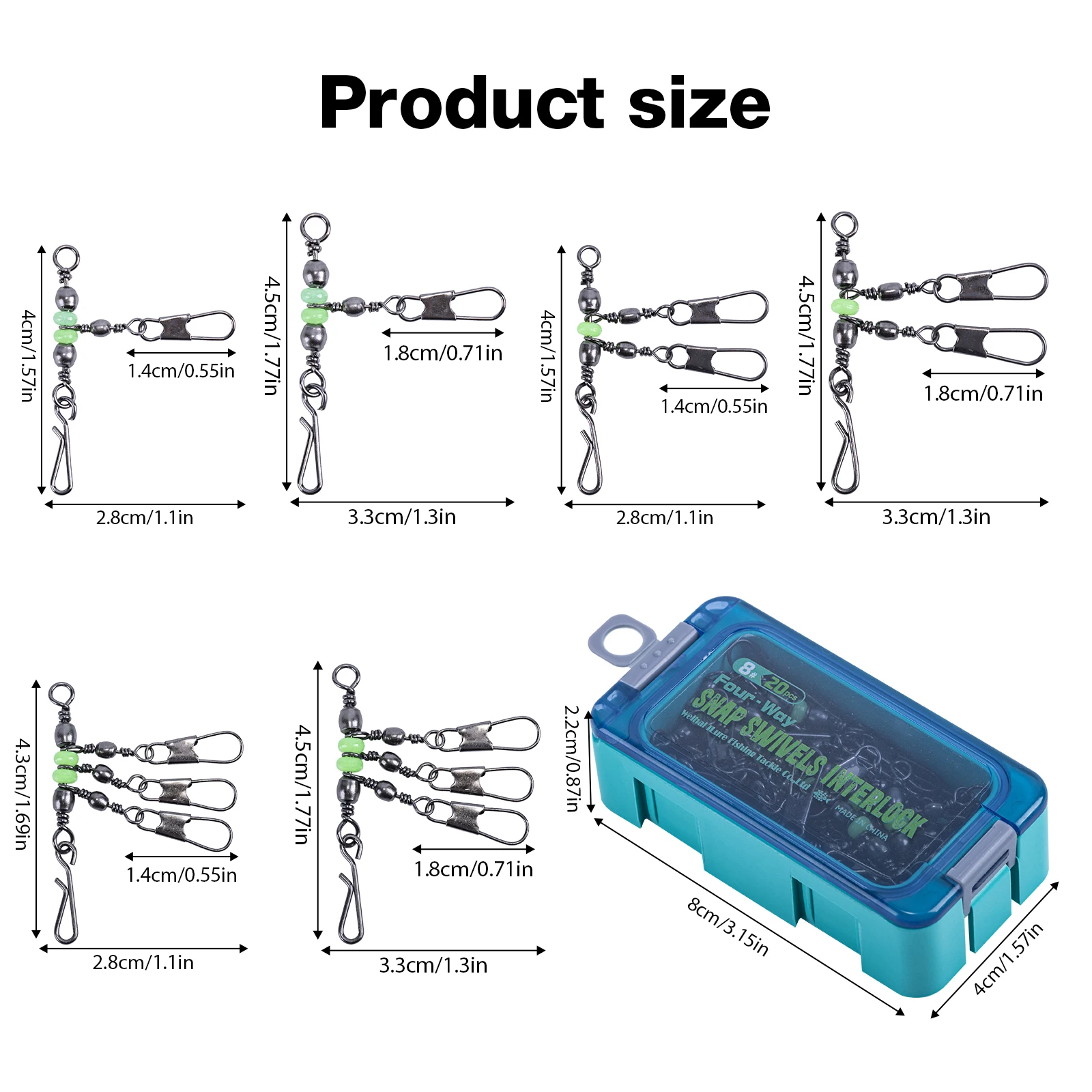 Goture 1/caja de giratorios de pesca con forma de calabaza, giratorios de pesca luminosos, rotación de 360 grados, giratorios redondos, accesorios de aparejos de pesca - imagen 2