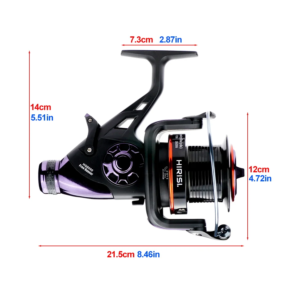 Carretes de pesca de carpa Hirisi, carrete gratis, alimentador de doble freno con carrete Extra libre, accesorios de pesca giratorios HQ8000 - imagen 2