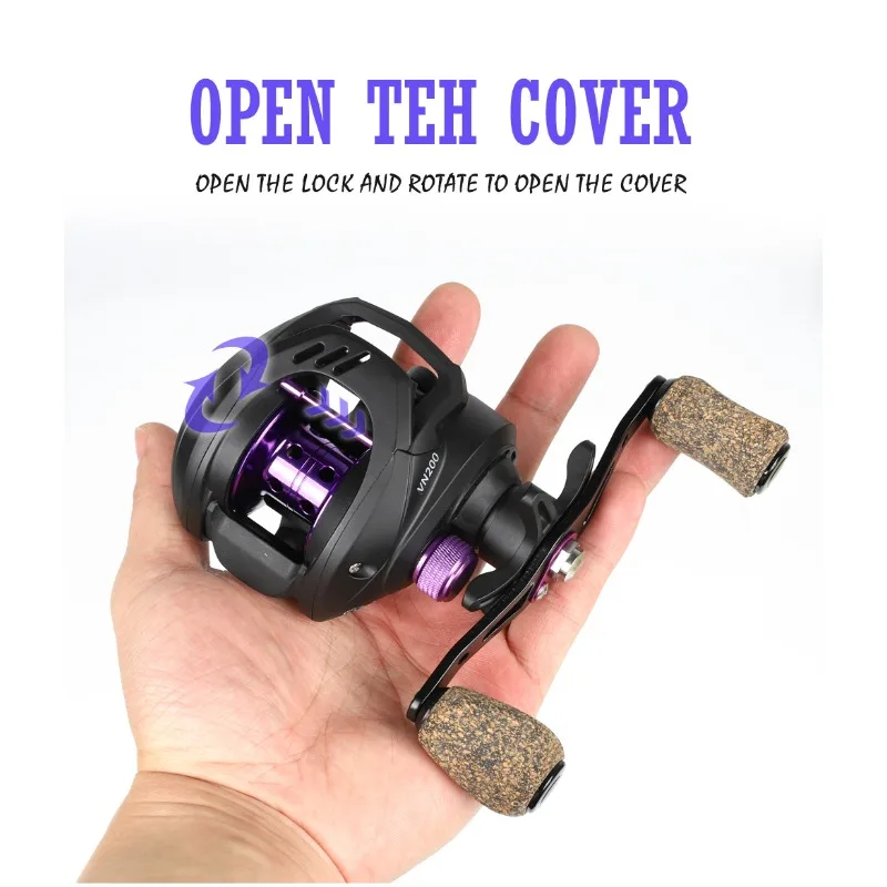 Carrete de pesca ancho con caída de agua, fuerza de descarga de 12 + 1BB, relación de velocidad de rueda 6,5: 1, carrete de pesca antiagua de mar negro - imagen 2