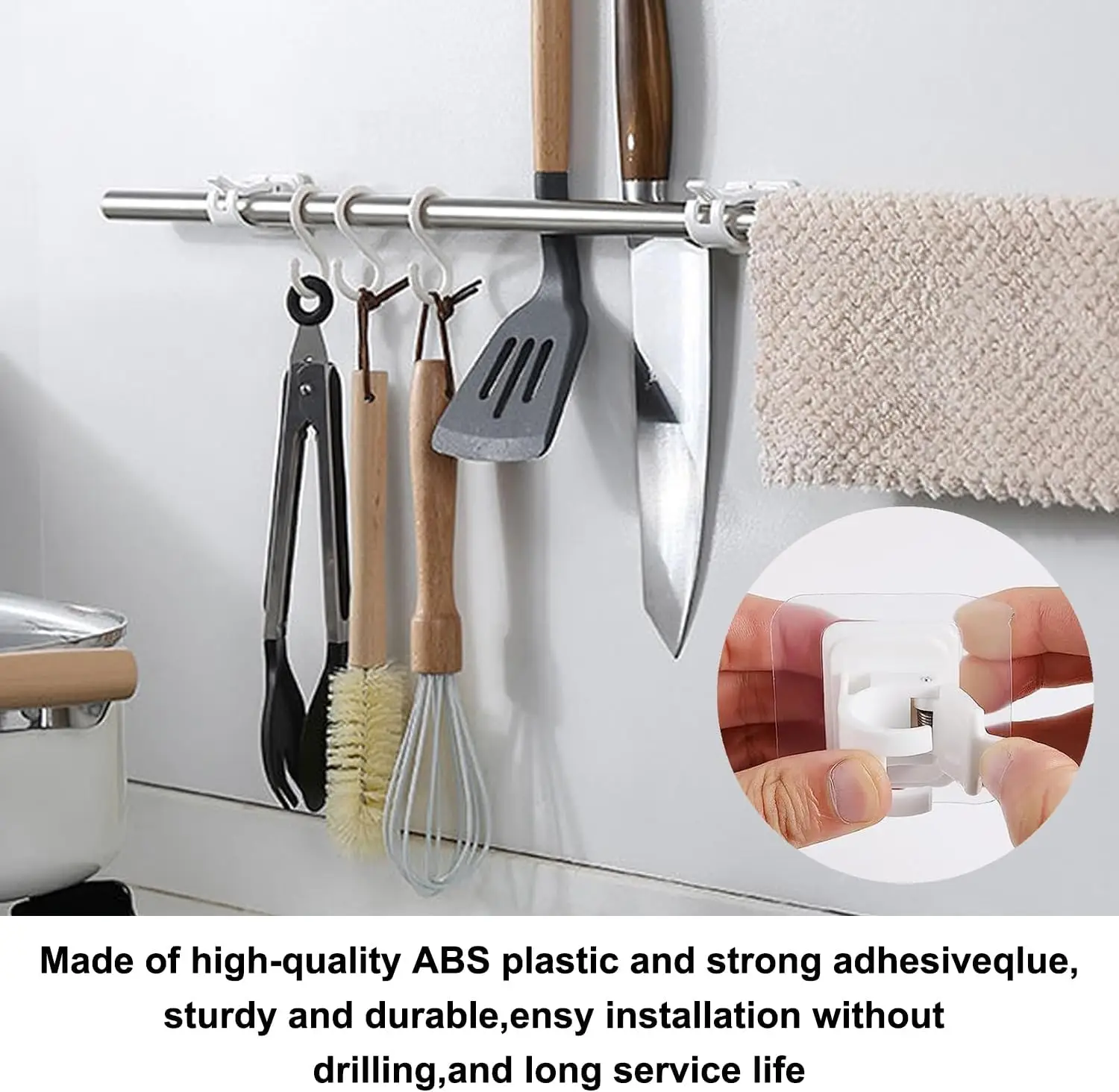 Ganchos adhesivos para cortinas sin taladrar – Soporte para barra de cortina - imagen 3