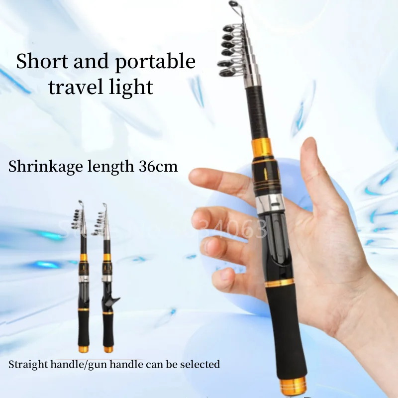 Mini caña de pescar telescópica, carrete de 1,6 M, 1,8 M, 2,1 M, caña de pescar de carbono para Combo, portátil, ligero, perfecto, accesorios de pesca