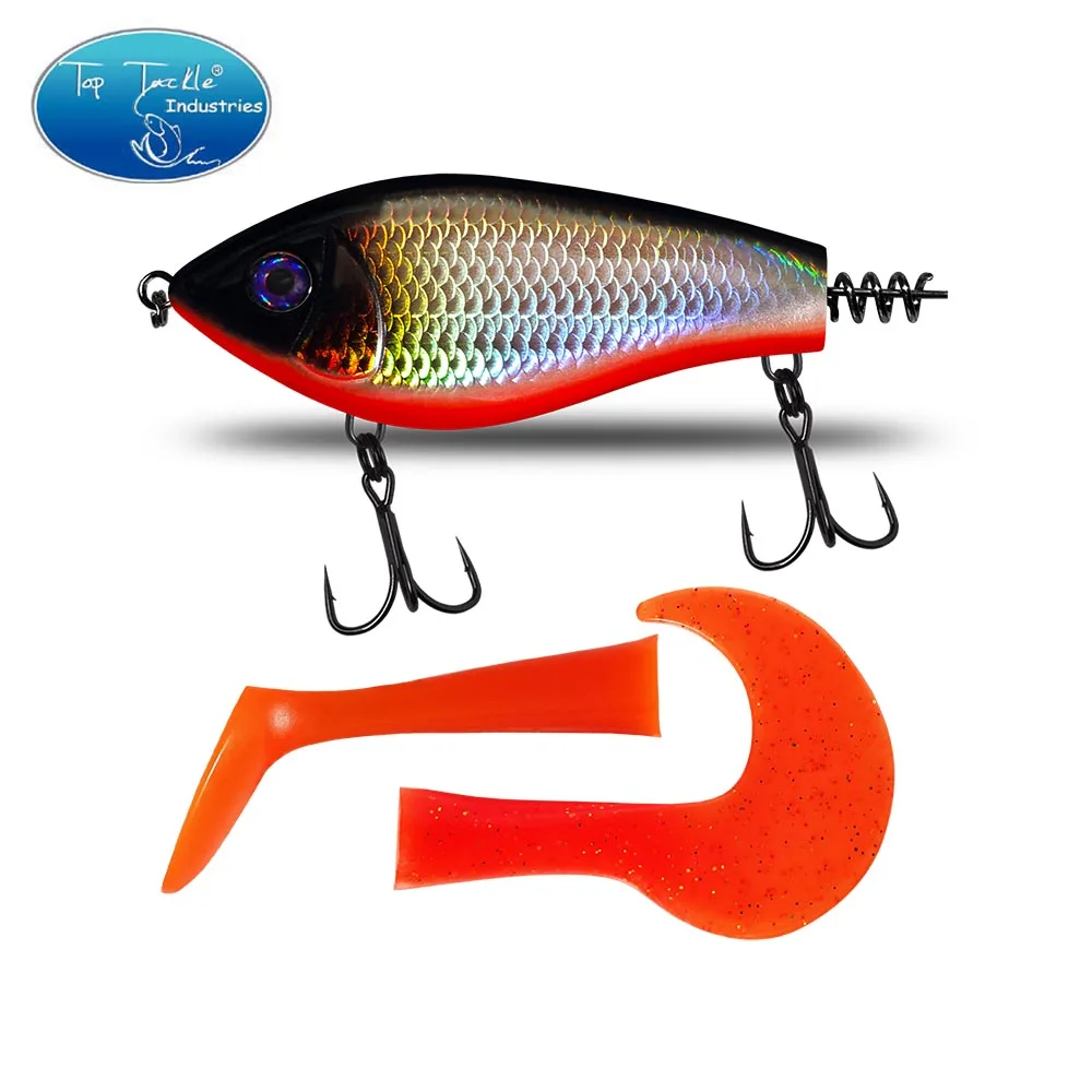 Cebo Jerk de hundimiento lento con cola suave, 100mm, 76,5g/72g, señuelo Artificial CF para Lucio almizclado, aparejo de señuelo de pesca de lubina deslizante - imagen 4