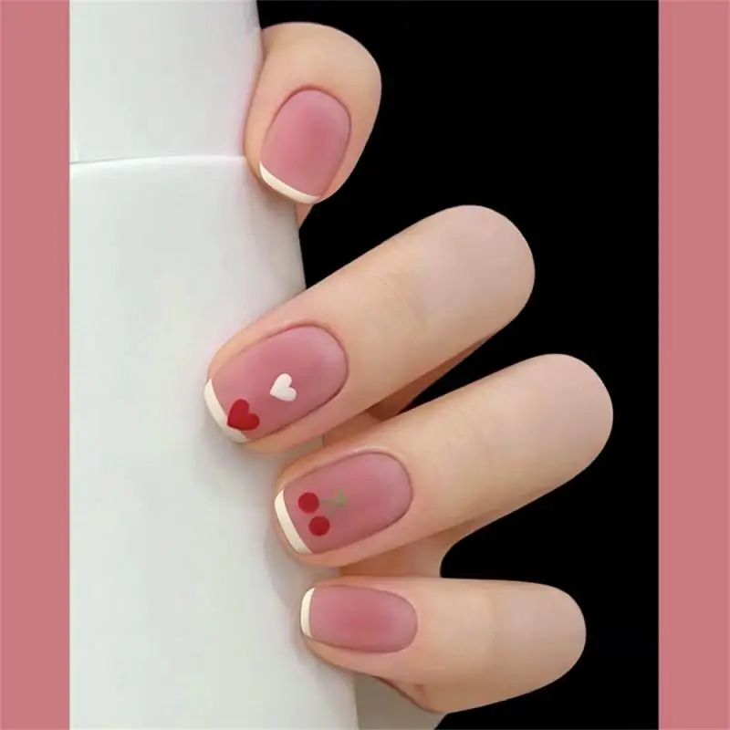 Uñas postizas de 24 piezas, parche de uñas con Rosa, mariposa Artificial, cobertura completa, producto terminado, presione en las puntas de las uñas - imagen 3