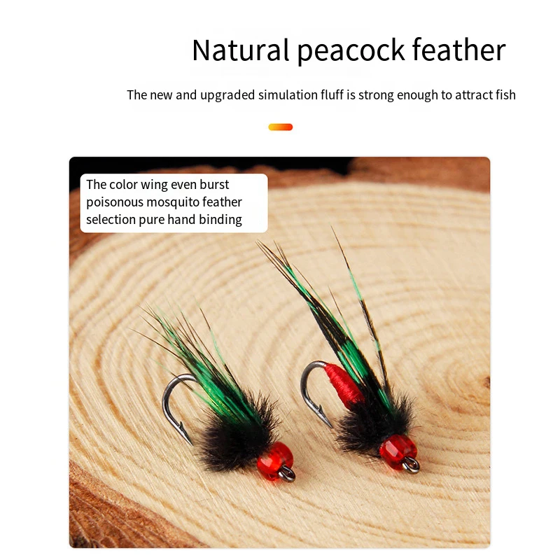 Mosquitos artificiales luminosos por la noche, pesca con mosca, anzuelo, señuelo realista para insectos, cebo para pesca de trucha, moscas duraderas - imagen 2
