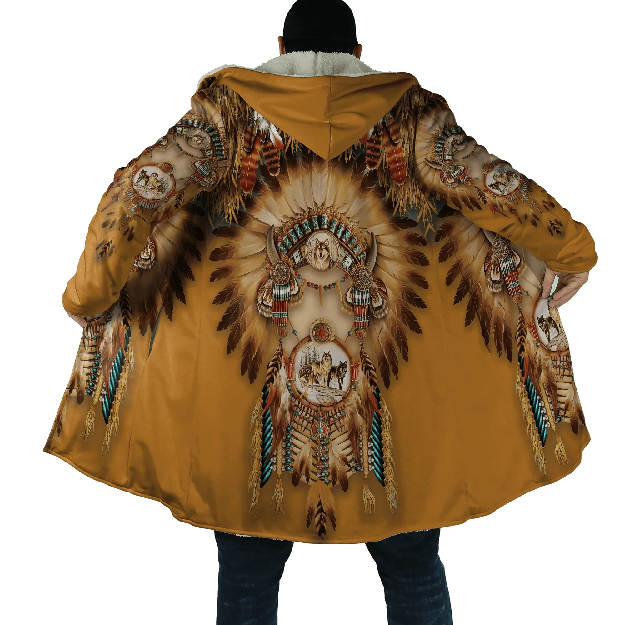 Sudadera con capucha estampado 3D lobo-águila unisex invernal - imagen 2