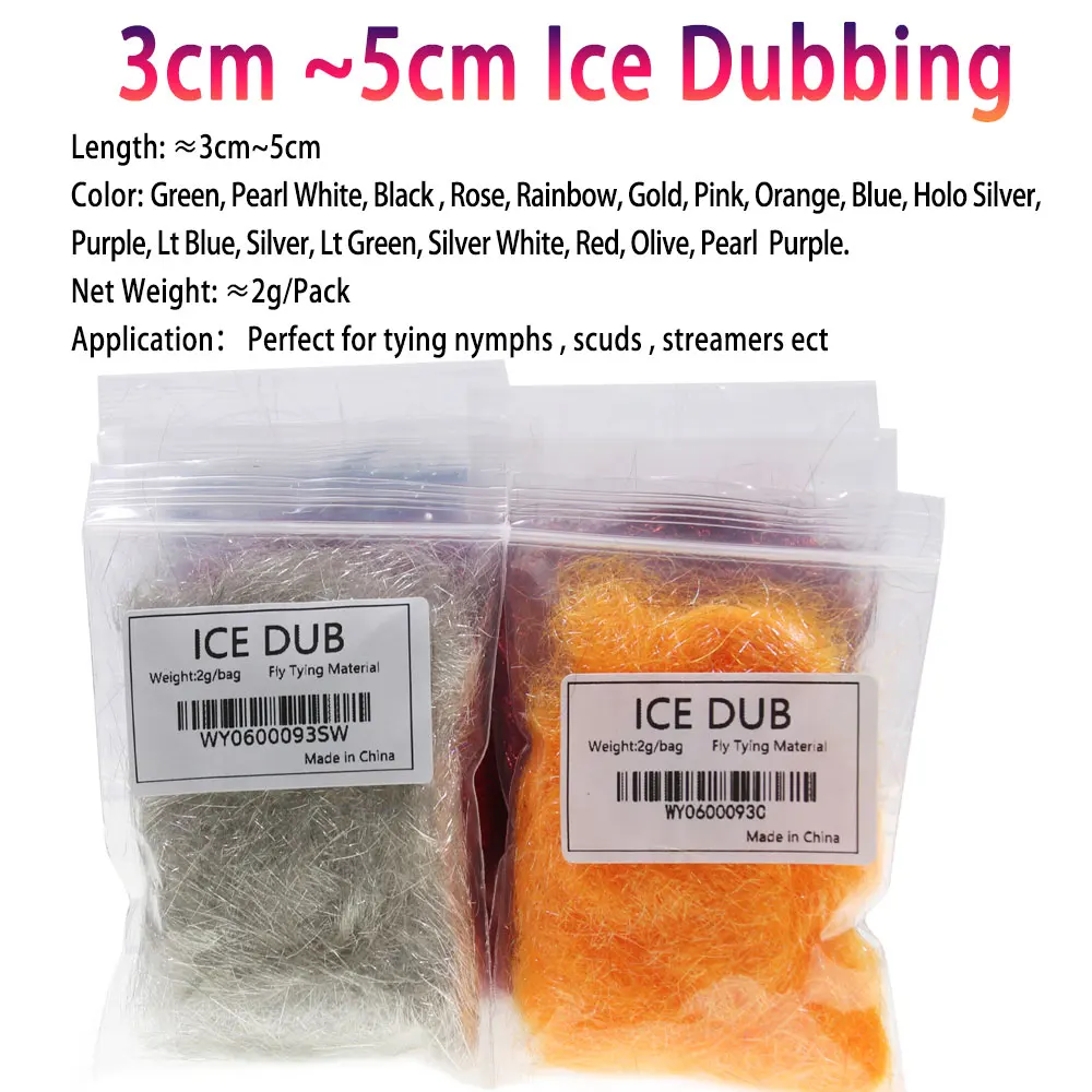 Bimoo, 2 paquetes, dobladillo de hielo ultrafino para atado de moscas, para ninfa, Scud, camarón, doblaje corporal, Material de atado de moscas Scud Dub para Señuelos de pesca de trucha - imagen 3